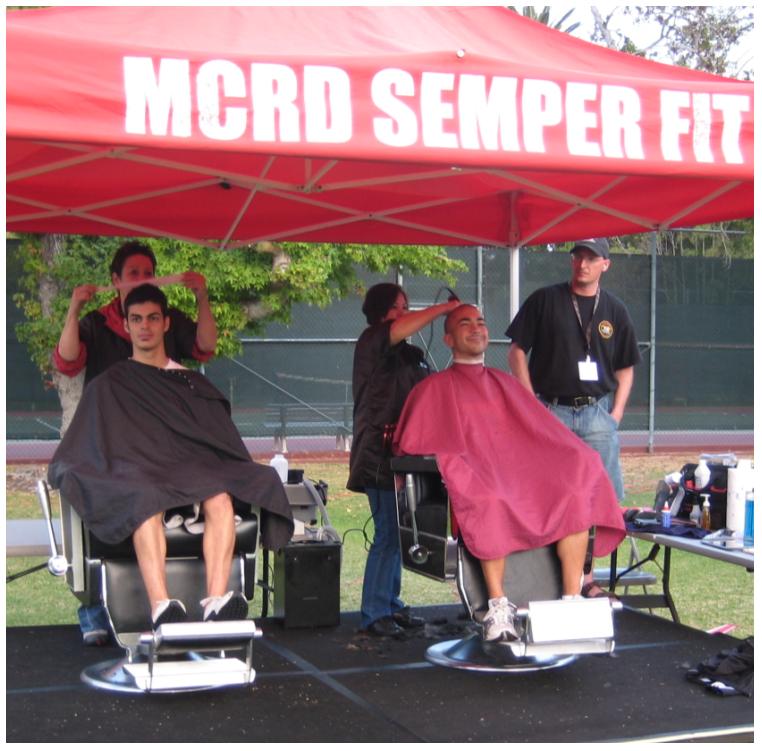 Getting ready for my Marine boot camp haircut.