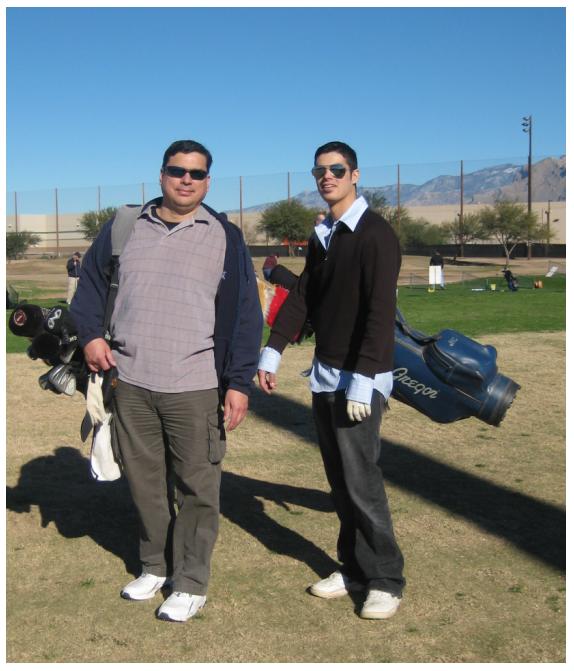 My Dad and I hitting some balls at the Practice Tee.