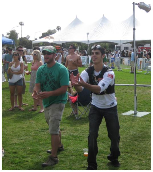 Rocio and I made it to the 2nd to last round of the water balloon throwing contest.