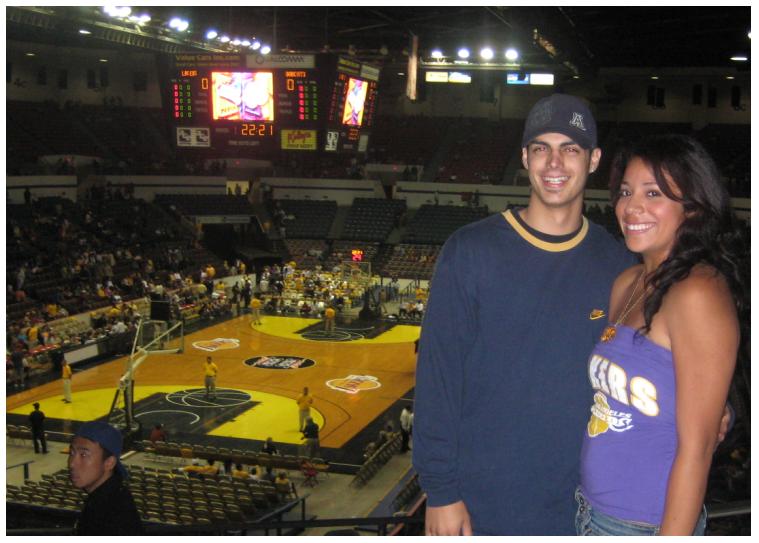 Me and Rocio at the Lakers game in the San Diego Sports Arena.