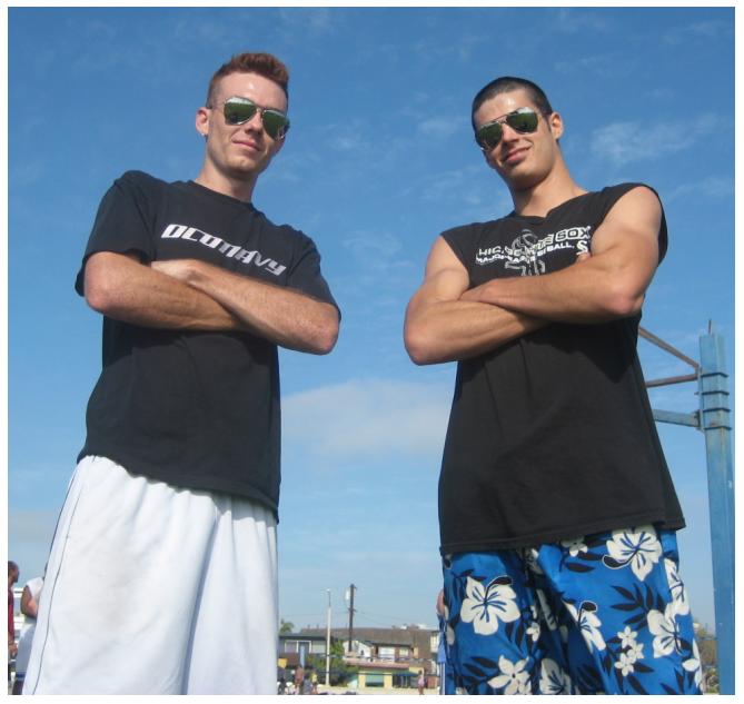 Corey and I with the aviators on down at South Mission Beach.